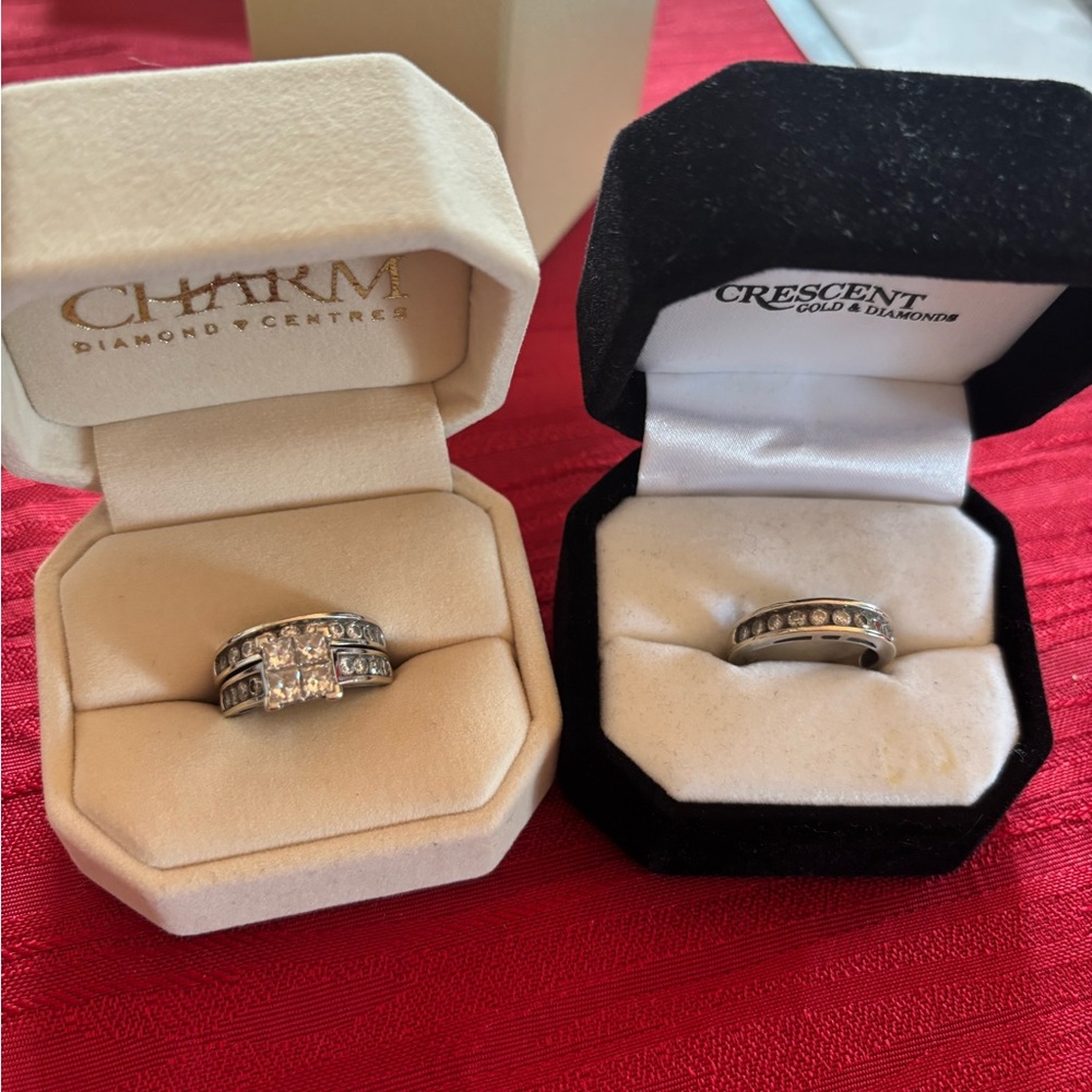 14k Gold Wedding Set + Anniversary Band 2.5CT total